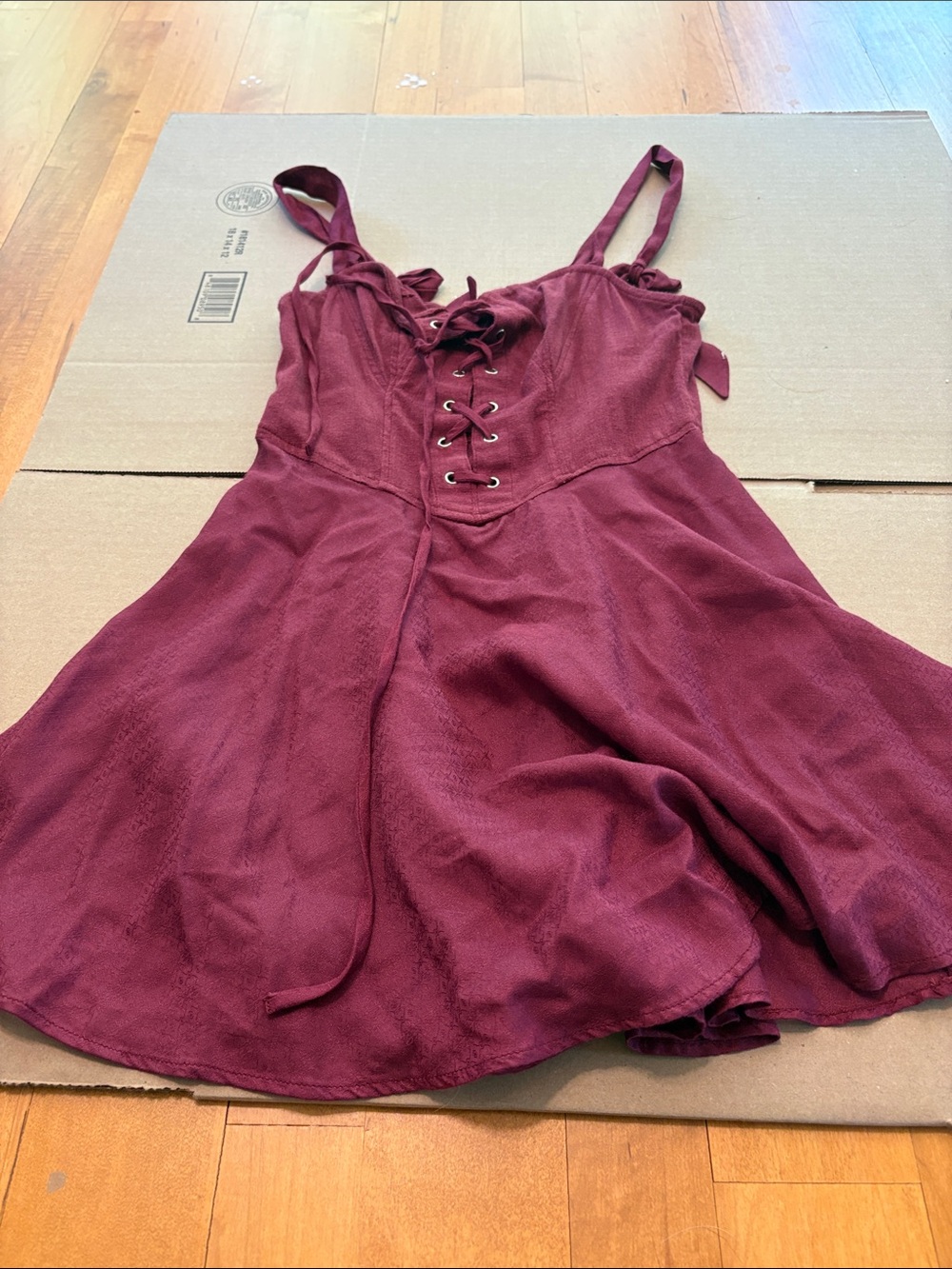 Women’s FreePeople Burgundy Lace-Up Sundress
